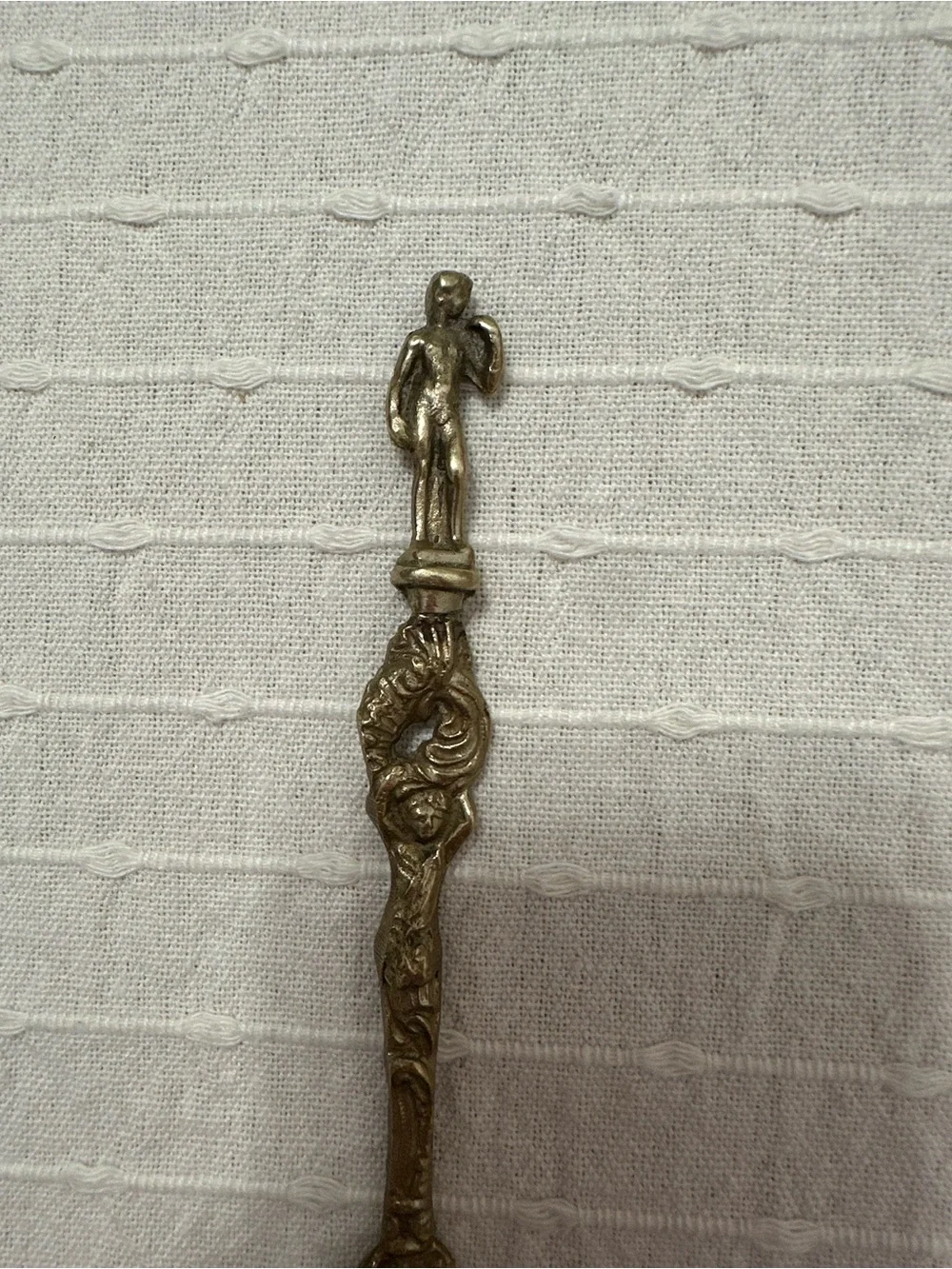 Ornate Decorative Brass Tone Sugar Spoon